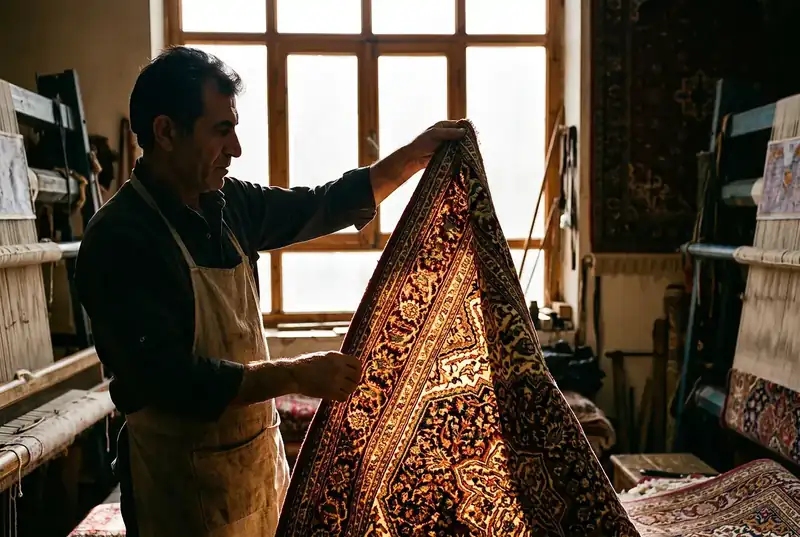 Contrôle qualité d'un tapis en lumière rasante