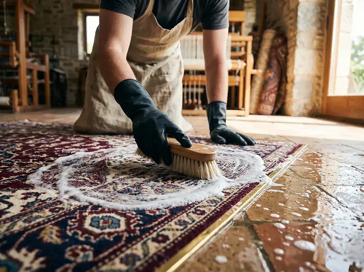 Nettoyage de tapis en atelier