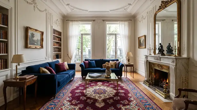 Intérieur bourgeois avec tapis persan à Uccle